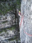 The hanging belay on Jacob's Ladder