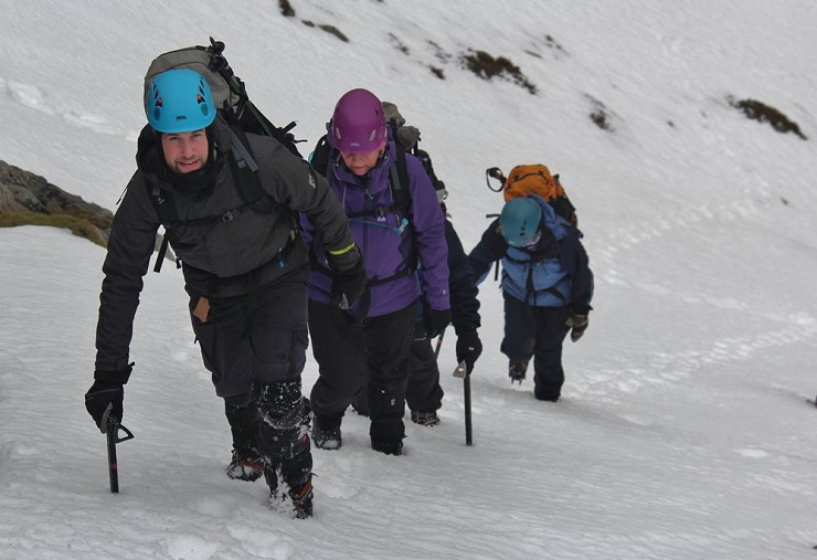 Ascending a slope on a BMC winter skills course  © K.Midlane