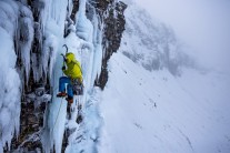 Dave MacLeod on the first ascent of Transition, shortly before ankle surgery