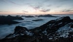 Nope. Not the Alps. It's the dawn view from the Cuillin Ridge nr the Sgurr Alasdair bivouac