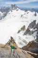 Alex high up on Mont Blanc du Tacul's Gervasutti Pillar. Still a very long way to go!