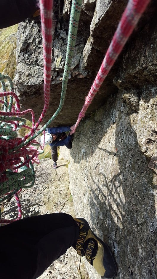 View from the hanging belay on Pitch 1  © Jim Walton