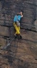 Onsighting 'Dragon's Route' E3 5c, Hobson Moor Quarry.