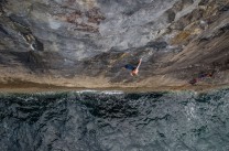 Colm Shannon shaking out before the crux sequence on the first ascent of 'The Jelly Situation' Fr 7c+/8a S1/2.