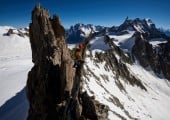 Traversing the granite spires of the Aiguille d'Entrèves