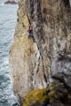 Dave Searle nearing the top of the first pitch of Gogarth
