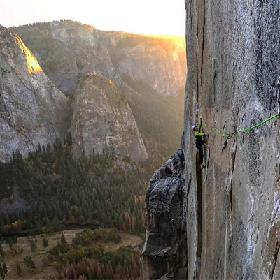 Adam Ondra on one of the crux pitches of the Dawn wall  © Pavel Blazek