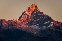 First Light Hitting Machupuchare/Fishtail - part of the Annapurna range of the Himalaya mountains in Nepal