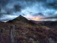 Sunset behind Causey Pike