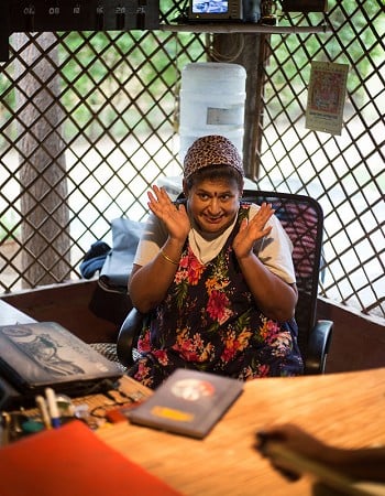 Sharmilla - the cheeky owner of Goan Corner  © Nick Brown