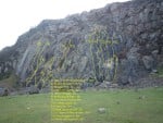 New route locations Penmaenbach Quarry, Main Slab Area