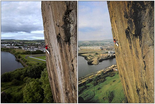 A homage to an iconic shot and climber. Niall & Cubby 34 years apart.  © Martin McKenna & David Jones