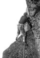 Terry Sullivan climbing The Centaur, Scafell East Buttress. Mid 1964.