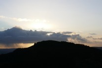 Sunset behind Hen Cloud, from Ramshaw Rocks layby.