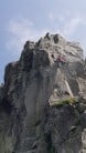 Unknown climber on crux of Lavaredo, Carreg Alltrem