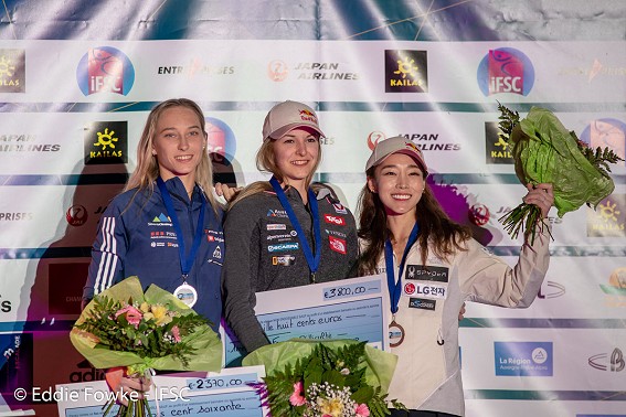 Jessy Pilz earns her first Gold medal.  © Eddie Fowke/IFSC