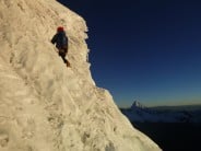 First pitch on the north ridge, Alpamayo in the distance