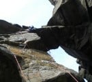 Storming the Bridge, E5 6a, False Stack Area, Yesnaby. First ascent.