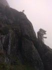 Abseiling off the route as stormy weather rolled in