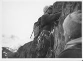 Setting off on a winter ascent of Main Wall 1964