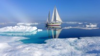 Expedition halts 40 miles off Greenland as the ice thickens.
