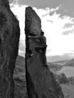 Highball pinnacle climb in Nant Peris