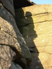 Jo's shadow on route at Burbage North