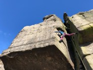 Just before the crux - my long legs helped!
