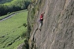 Matt Jones on Columbia (E1) on Stonestar Crag (from the Lake District Climbs Rockfax).