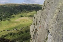 Charlotte Macdonald on Kennel Wall (S) at Gouther Crag (from Lake District Climbs Rockfax).