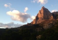 Alpenglow on the Puig Campana, from near Finestrat