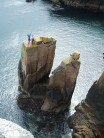 Dave Millar and Valli Schafer new routing on sea stack, Owey 2007.