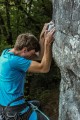 Ollie holding on at East of Sweden (6b+)