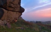 Rory on Crusis on a warm orange Almscliffe evening
