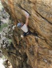 Sam Power latching the final dyno on Spasm in a Chasm