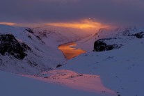 In a lull between storms, dawn briefly turns Loch Avon into liquid gold