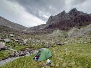 Camp set up camp before tackling Sumo & Angel Face at Beinn Eighe