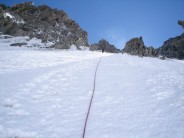 Ice slope that leads up to Col de la Fourche Bivy