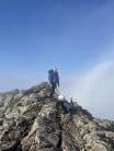 Al and Lynds above the clouds on Tower Ridge