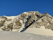 View to the Summit of Ortler from the first snowfield (Hintergrat, AD)