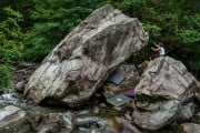 Summer bouldering in the Wallowbarrow Gorge