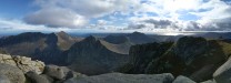 Suidhe Fhearghas, North Goatfell, Goatfell, Cir Mhor, A Chir and the 3 Beinns with Ailsa Craig visible in the distance