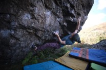 Wildly slapping through the crux on Roadbloc SDS.