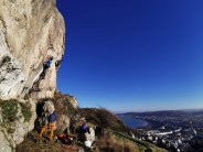 Winter sport climbing in North Wales.