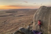 Eric pebble pulling on a fine Stanage evening