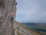 Rachel on the third ascent of Merionnydd
