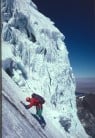 Weaving between the seracs on the West Face of Huana Potosi, 1989
