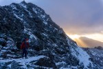 Traversing the ridge at sunrise with Sgurr Na Gillean behind