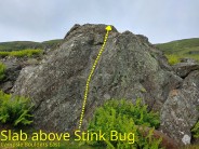 Campsie Boulders East, Slab above Stink Bug