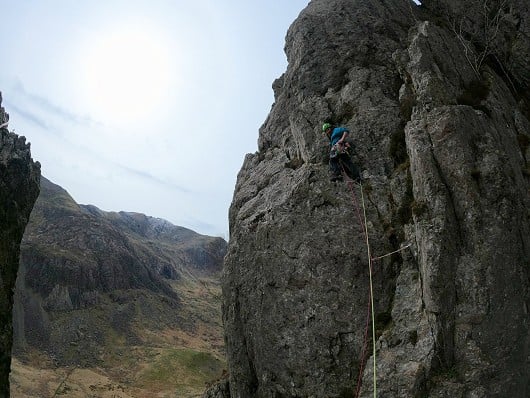 Ethan on flying buttress   © FernRitchie